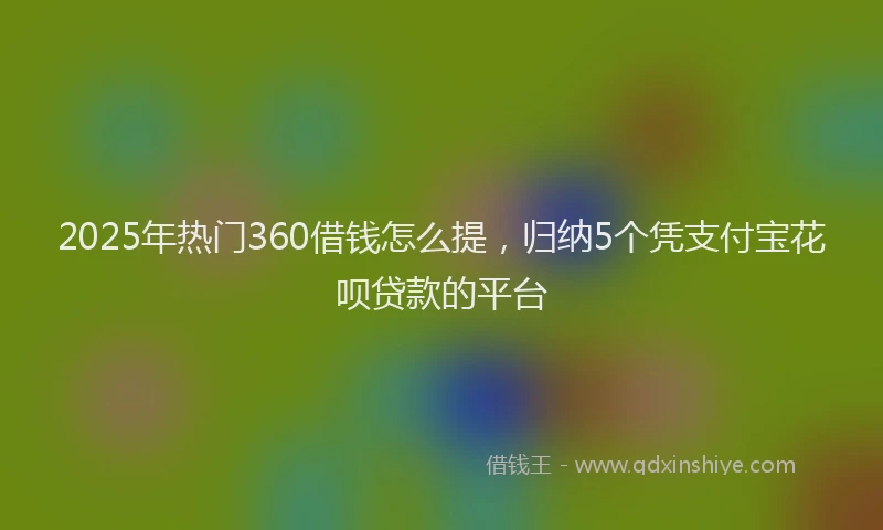 2025年热门360借钱怎么提，归纳5个凭支付宝花呗贷款的平台