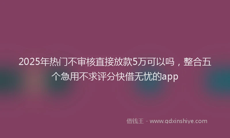 2025年热门不审核直接放款5万可以吗，整合五个急用不求评分快借无忧的app