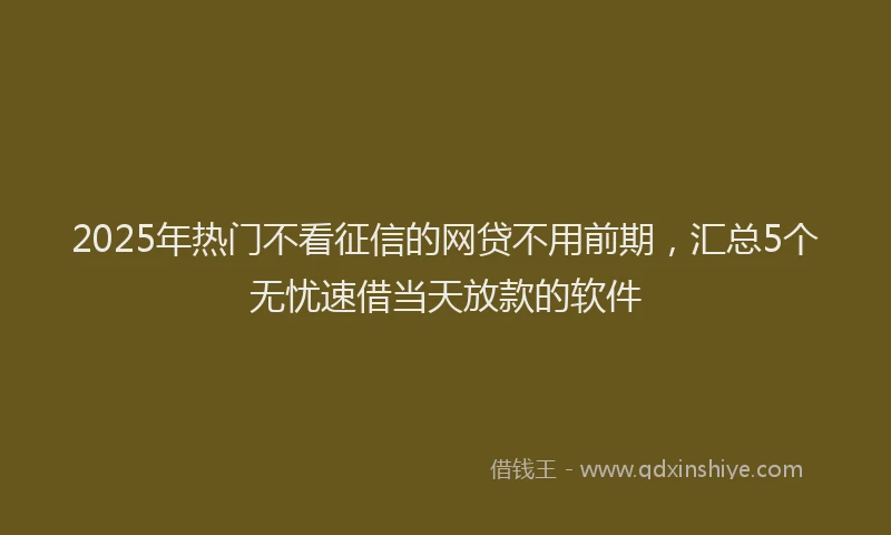 2025年热门不看征信的网贷不用前期，汇总5个无忧速借当天放款的软件
