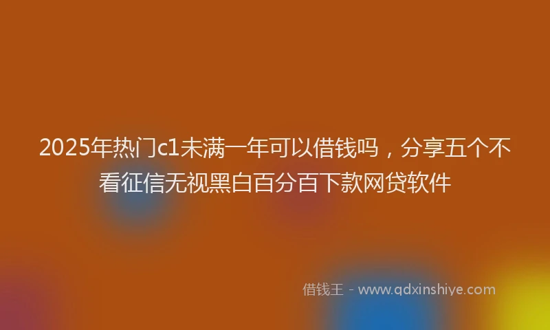 2025年热门c1未满一年可以借钱吗，分享五个不看征信无视黑白百分百下款网贷软件