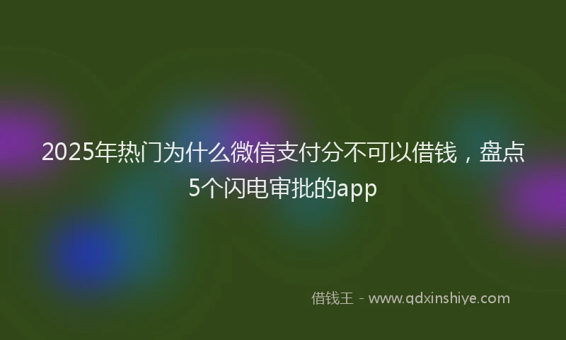 2025年热门为什么微信支付分不可以借钱，盘点5个闪电审批的app