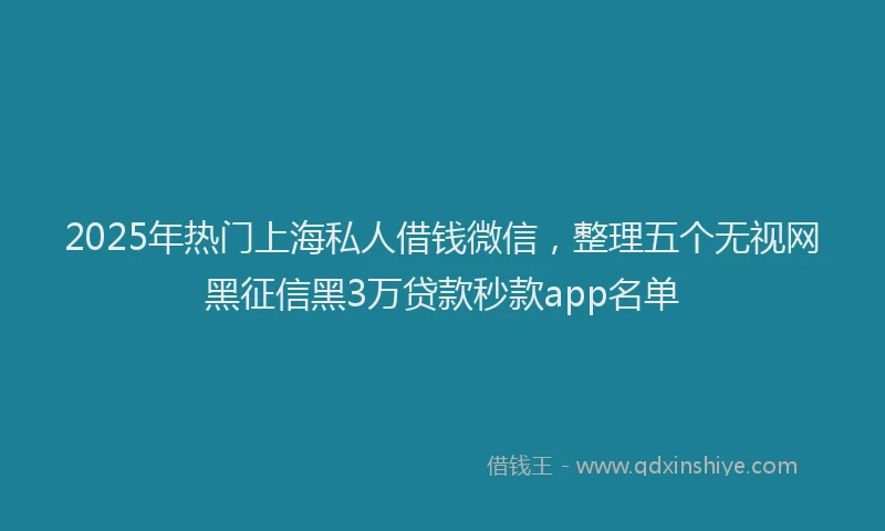 2025年热门上海私人借钱微信，整理五个无视网黑征信黑3万贷款秒款app名单