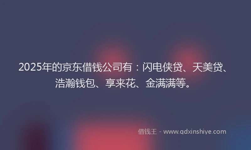 2025年的京东借钱公司有：闪电侠贷、天美贷、浩瀚钱包、享来花、金满满等。