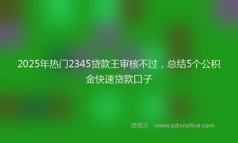 2025年热门2345贷款王审核不过，总结5个公积金快速贷款口子
