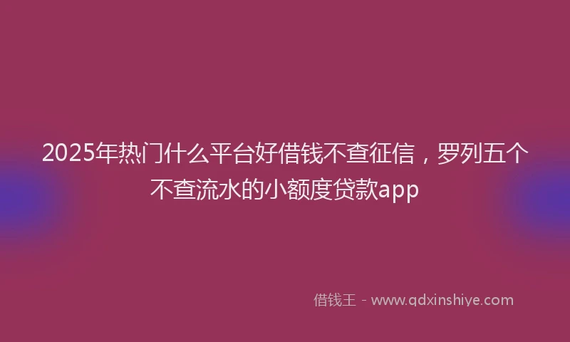 2025年热门什么平台好借钱不查征信，罗列五个不查流水的小额度贷款app