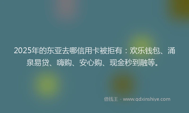 2025年的东亚去哪信用卡被拒有：欢乐钱包、涌泉易贷、嗨购、安心购、现金秒到融等。