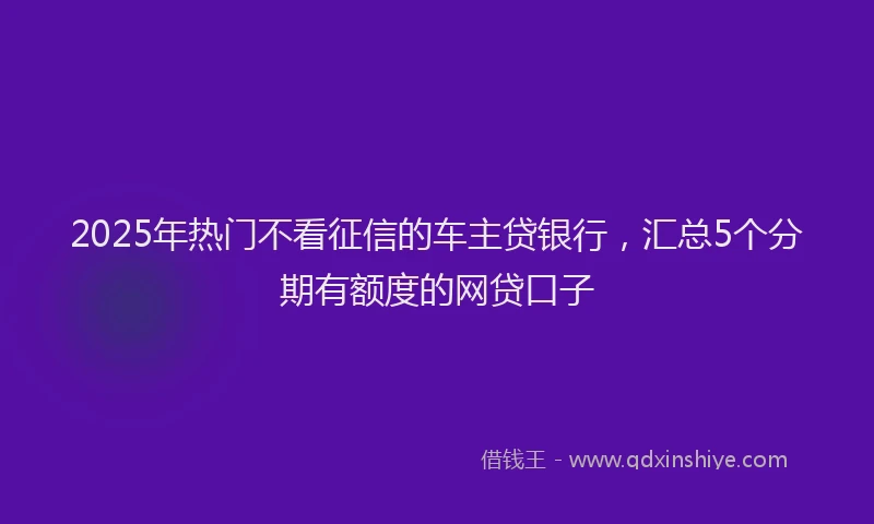 2025年热门不看征信的车主贷银行，汇总5个分期有额度的网贷口子