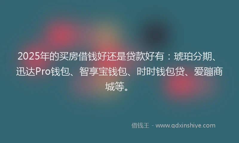 2025年的买房借钱好还是贷款好有：琥珀分期、迅达Pro钱包、智享宝钱包、时时钱包贷、爱蹦商城等。