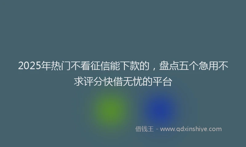 2025年热门不看征信能下款的，盘点五个急用不求评分快借无忧的平台