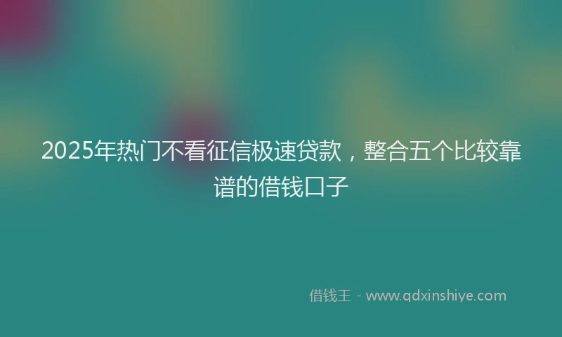 2025年热门不看征信极速贷款，整合五个比较靠谱的借钱口子