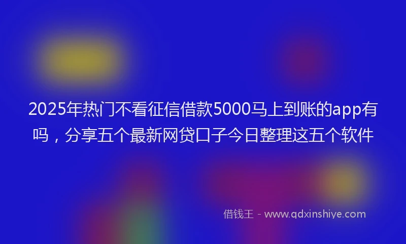 2025年热门不看征信借款5000马上到账的app有吗，分享五个最新网贷口子今日整理这五个软件