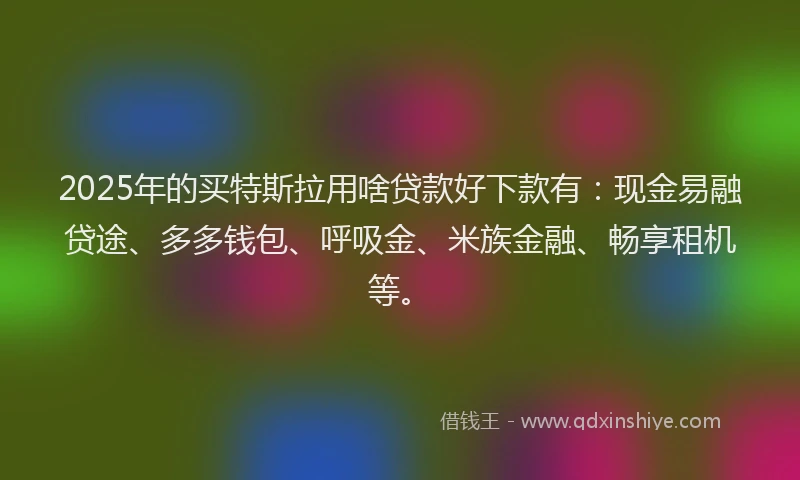 2025年的买特斯拉用啥贷款好下款有：现金易融贷途、多多钱包、呼吸金、米族金融、畅享租机等。