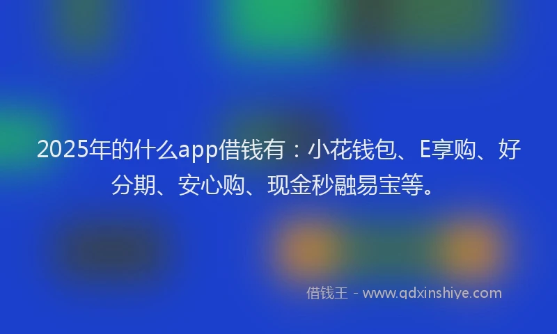 2025年的什么app借钱有：小花钱包、E享购、好分期、安心购、现金秒融易宝等。