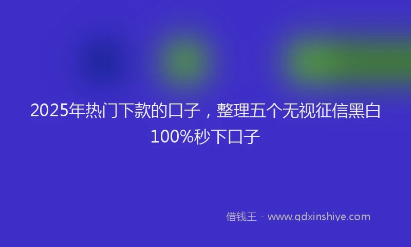 2025年热门下款的口子，整理五个无视征信黑白100%秒下口子
