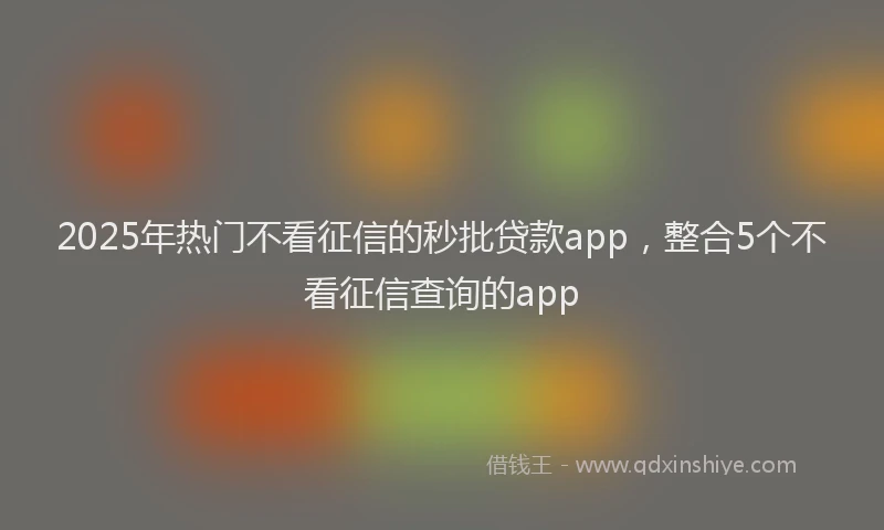 2025年热门不看征信的秒批贷款app，整合5个不看征信查询的app