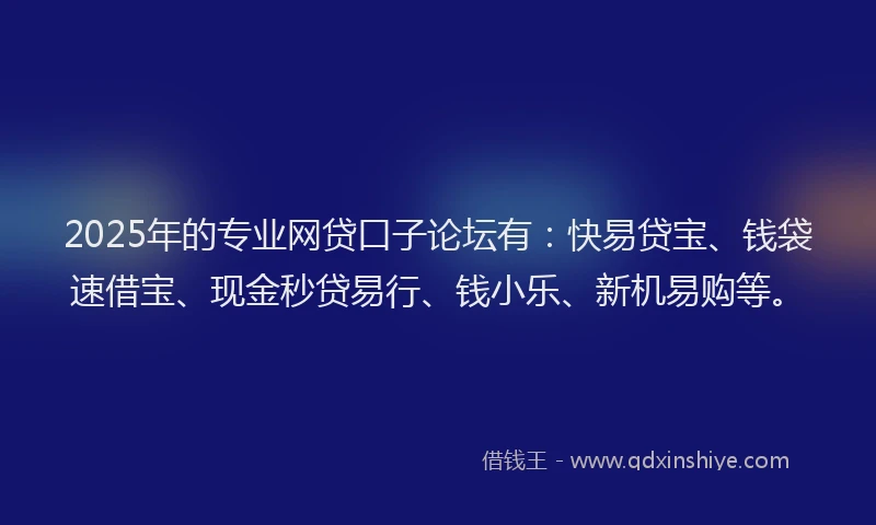 2025年的专业网贷口子论坛有：快易贷宝、钱袋速借宝、现金秒贷易行、钱小乐、新机易购等。