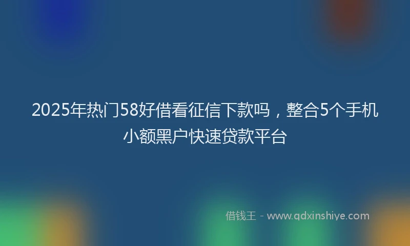 2025年热门58好借看征信下款吗，整合5个手机小额黑户快速贷款平台