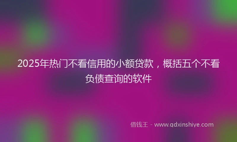 2025年热门不看信用的小额贷款，概括五个不看负债查询的软件
