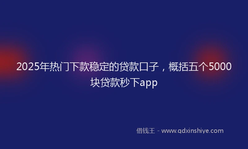 2025年热门下款稳定的贷款口子，概括五个5000块贷款秒下app