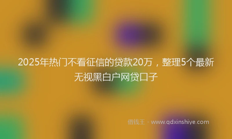 2025年热门不看征信的贷款20万，整理5个最新无视黑白户网贷口子