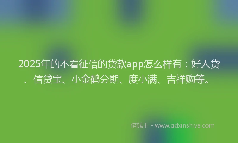 2025年的不看征信的贷款app怎么样有：好人贷、信贷宝、小金鹤分期、度小满、吉祥购等。