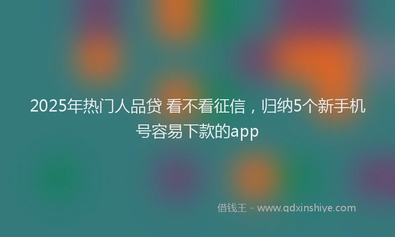 2025年热门人品贷 看不看征信，归纳5个新手机号容易下款的app