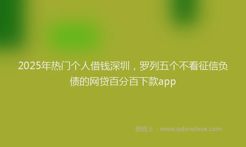 2025年热门个人借钱深圳，罗列五个不看征信负债的网贷百分百下款app