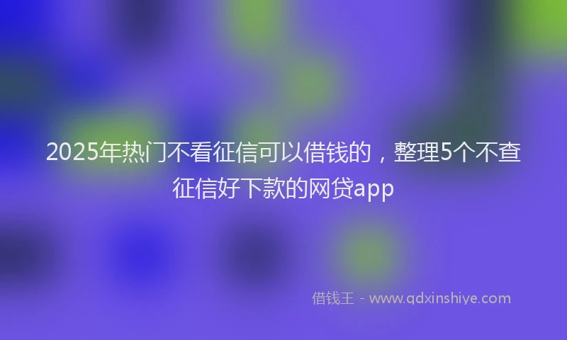 2025年热门不看征信可以借钱的，整理5个不查征信好下款的网贷app