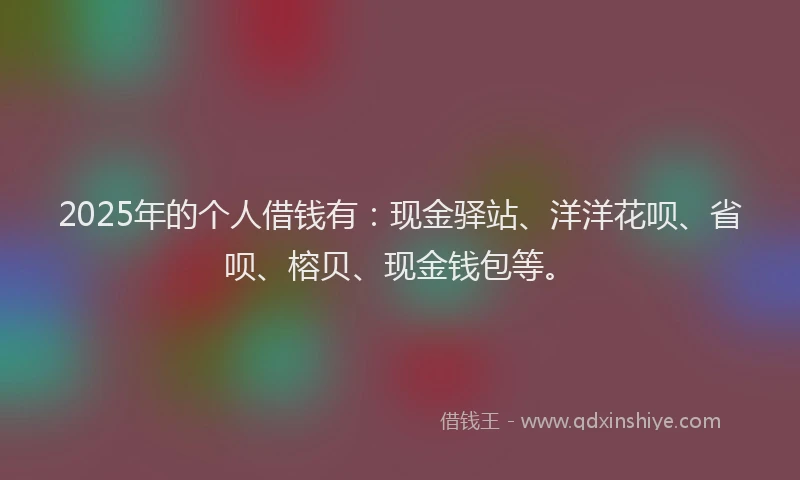 2025年的个人借钱有：现金驿站、洋洋花呗、省呗、榕贝、现金钱包等。