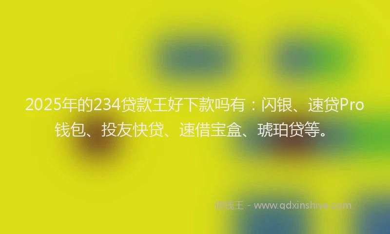 2025年的234贷款王好下款吗有：闪银、速贷Pro钱包、投友快贷、速借宝盒、琥珀贷等。