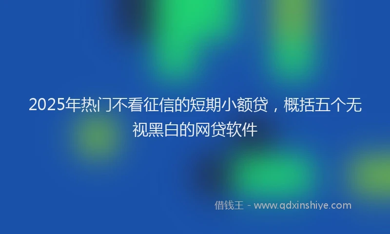 2025年热门不看征信的短期小额贷，概括五个无视黑白的网贷软件