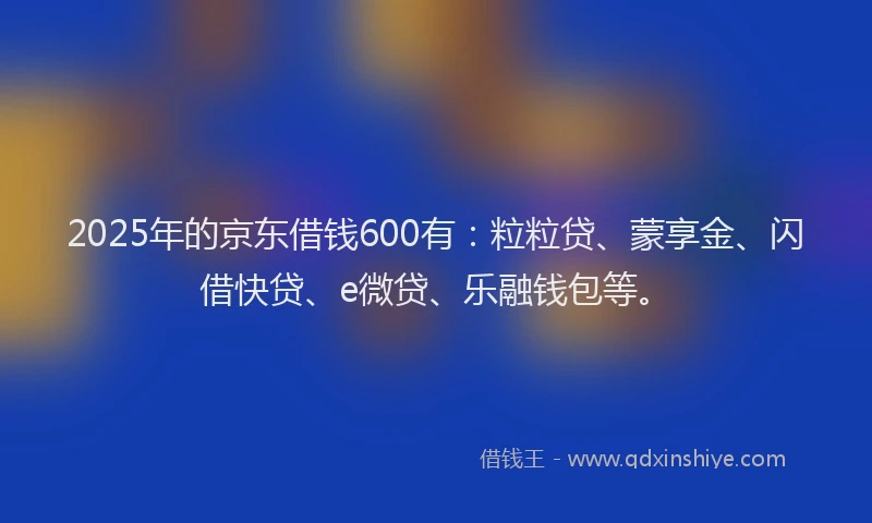 2025年的京东借钱600有：粒粒贷、蒙享金、闪借快贷、e微贷、乐融钱包等。