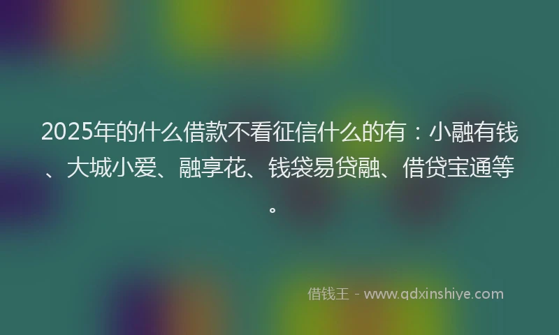 2025年的什么借款不看征信什么的有：小融有钱、大城小爱、融享花、钱袋易贷融、借贷宝通等。