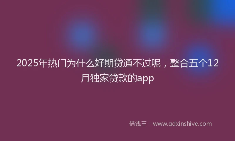 2025年热门为什么好期贷通不过呢，整合五个12月独家贷款的app