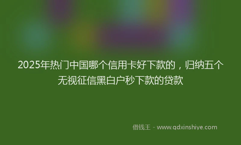 2025年热门中国哪个信用卡好下款的，归纳五个无视征信黑白户秒下款的贷款