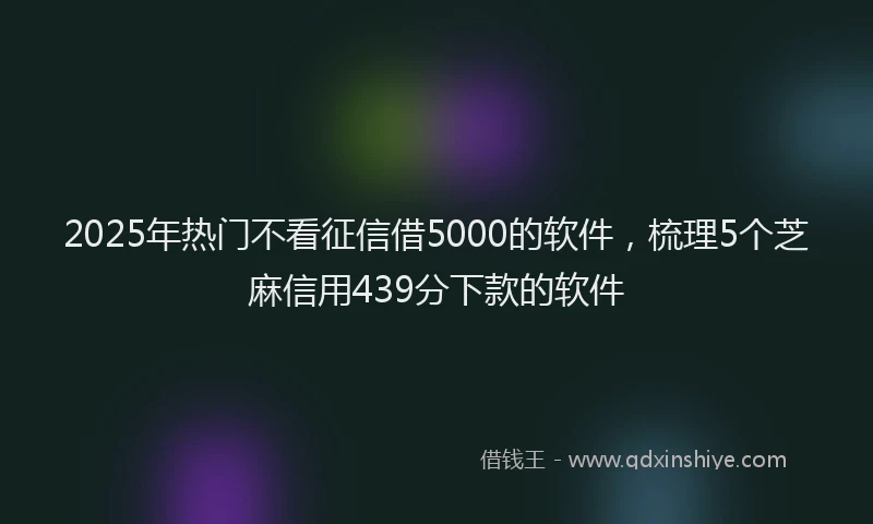 2025年热门不看征信借5000的软件，梳理5个芝麻信用439分下款的软件
