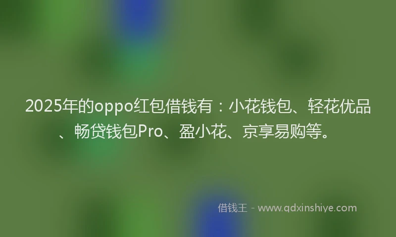 2025年的oppo红包借钱有：小花钱包、轻花优品、畅贷钱包Pro、盈小花、京享易购等。