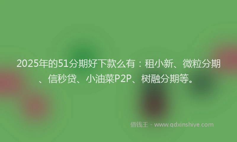 2025年的51分期好下款么有：租小新、微粒分期、信秒贷、小油菜P2P、树融分期等。
