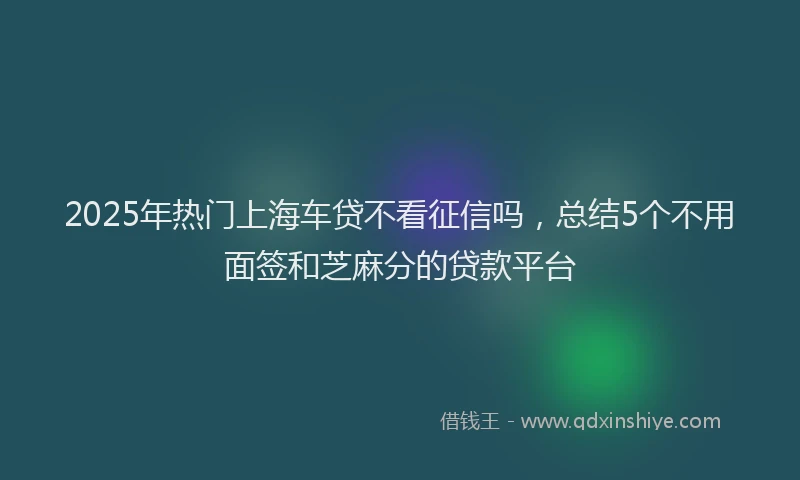 2025年热门上海车贷不看征信吗，总结5个不用面签和芝麻分的贷款平台