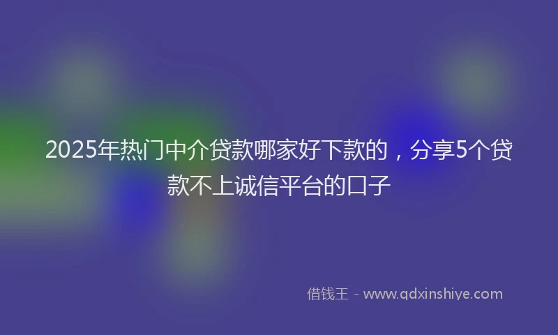 2025年热门中介贷款哪家好下款的，分享5个贷款不上诚信平台的口子
