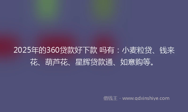 2025年的360贷款好下款 吗有：小麦粒贷、钱来花、葫芦花、星辉贷款通、如意购等。
