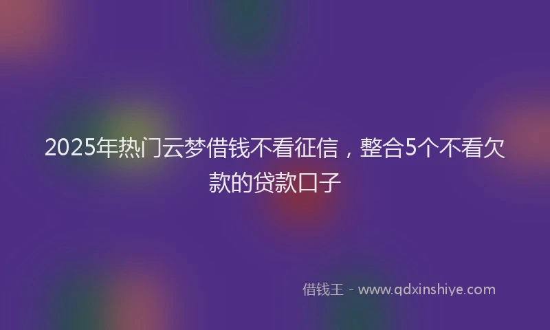 2025年热门云梦借钱不看征信，整合5个不看欠款的贷款口子