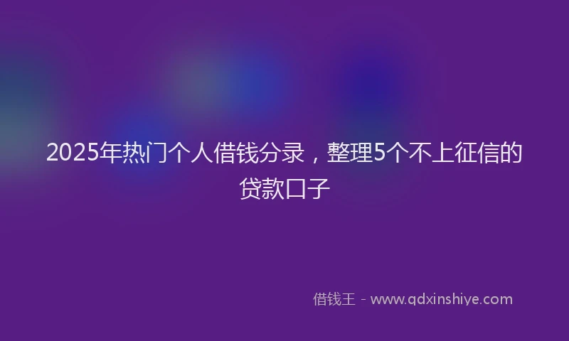 2025年热门个人借钱分录，整理5个不上征信的贷款口子