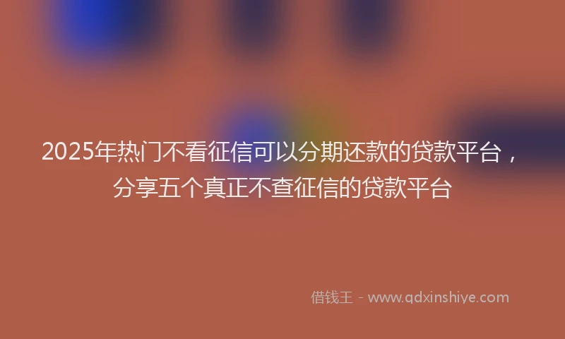 2025年热门不看征信可以分期还款的贷款平台，分享五个真正不查征信的贷款平台