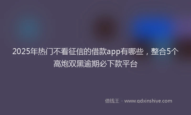 2025年热门不看征信的借款app有哪些，整合5个高炮双黑逾期必下款平台