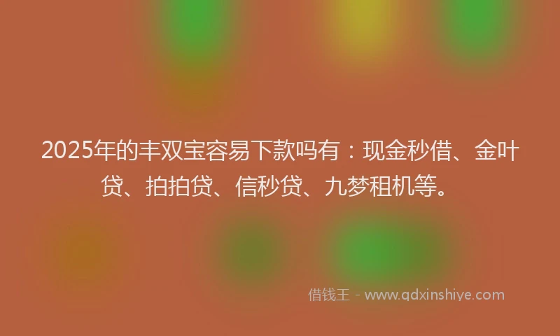2025年的丰双宝容易下款吗有：现金秒借、金叶贷、拍拍贷、信秒贷、九梦租机等。