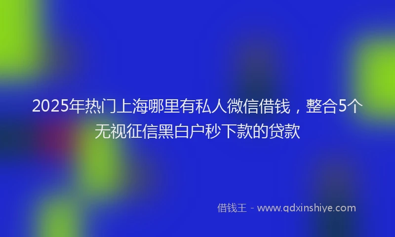 2025年热门上海哪里有私人微信借钱，整合5个无视征信黑白户秒下款的贷款