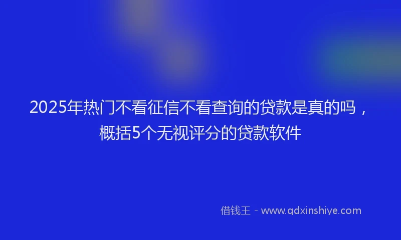 2025年热门不看征信不看查询的贷款是真的吗，概括5个无视评分的贷款软件