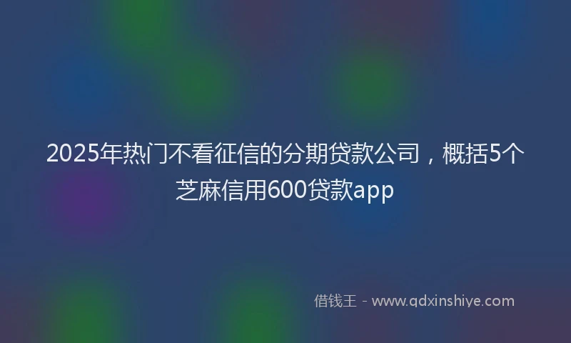 2025年热门不看征信的分期贷款公司，概括5个芝麻信用600贷款app