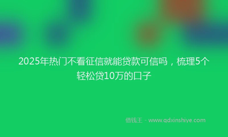 2025年热门不看征信就能贷款可信吗，梳理5个轻松贷10万的口子